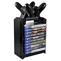 YTGOOD Game Disk Tower Vertical Stand for PS4 Dual Controller Charging Dock Station for Playstation 4 PRO Slim