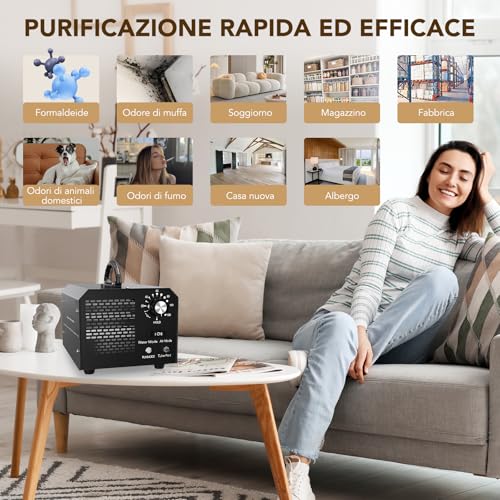 Ozone Generator for Water and Air, 30,000 mg/h Air Purifier Deodorant for 300㎡, Portable Ozonizer with Timer for Homes, Offices, Restaurants, Hotels, Bathrooms, Smoke, Pets