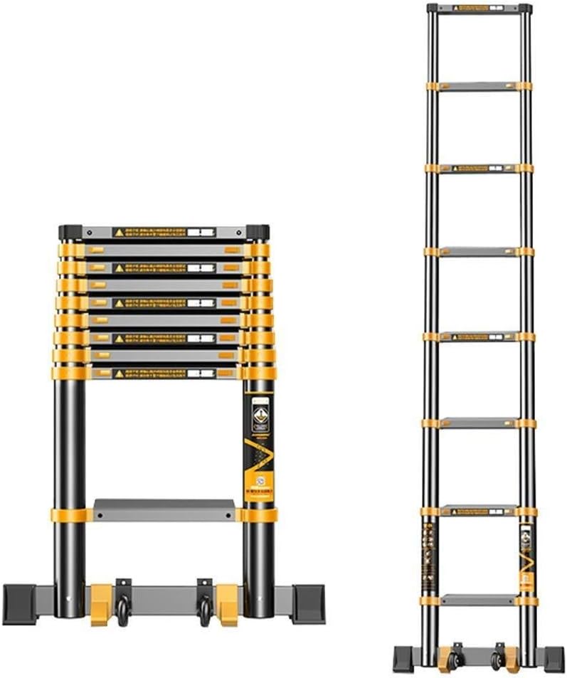 ZSPSHOP Escalera de extensión telescópica con barra estabilizadora