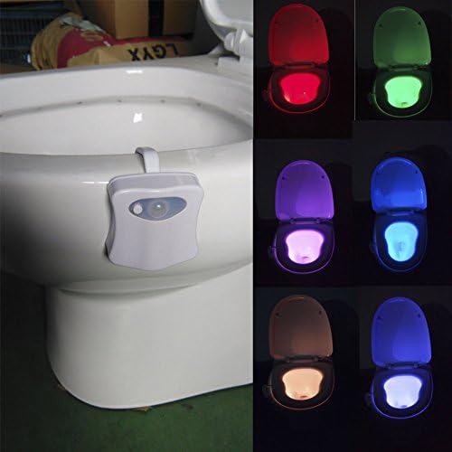Your supermart Motion Sensor Toilet LED Night Light, Home Toilet / Bathroom Motion Activated Toilet Nightlight Toilet Seat Light with 8 Changing Colors