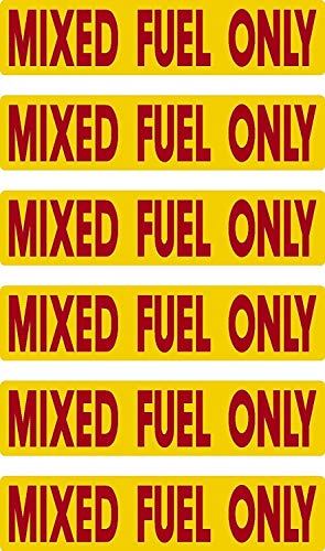 mixed fuel only, prime, fast delivery, 6 decals as shown, waterproof, laminated, UV fade protected, alert, warning, caution, notice, stickers, decals, for vehicle, car, truck, barrel, can, sign