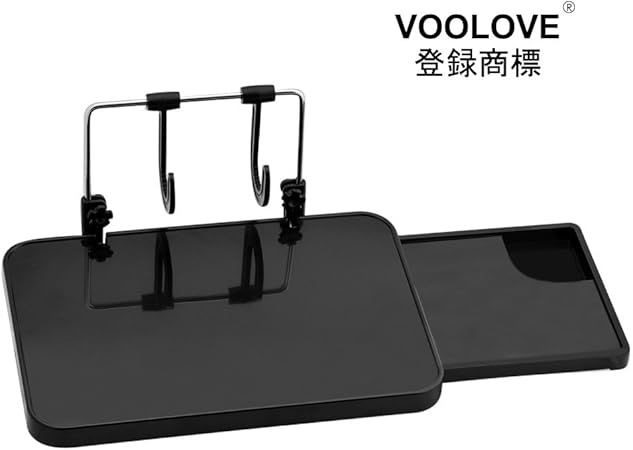 Amazon 車載用テーブル Voolove 車用簡易テーブル カーテーブル 折りたたみ サイドテーブル付き Abs素材 丈夫耐用 角度と高さ調整可能 ハンドルとヘッドレストに取り付け パソコン作業 食事 地図の確認等 トレイ 車 バイク