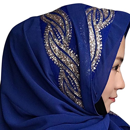 Zhengpin Scarf Muslim Headscarf Hijabs Cap for Women Long Shawl Gold Glitter