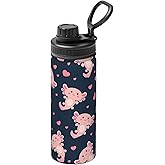 Cute Axolotl 18oz Sports Insulated Water Bottle Double-Wall Vacuum Stainless Steel Reusable Leak & Sweat Proof Sports Water Kettle For Fitness Gym Outdoor School
