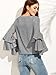 SheIn Women's Striped Layered Bell Sleeve Ruffle Blouse - Grey Large