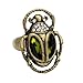 Gold Plated Q&Q Fashion Vintage Egyptian Cleopatra khepri Scarab Beetle Green Rhinestone Stretch Finger Ring