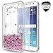 LeYi for Galaxy J7 Case with Tempered Glass Screen Protector [2 Pack] for Girls Women, Glitter Shiny Moving Quicksand Liquid Clear TPU Protective Phone Case for Galaxy J7 J700 2015 Rose Gold