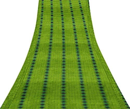 Svasti Pannahazar Jamdani Vintage Sari Refurbished Lime Green 100% Pure Silk Printed Craft Fabric 1 Yard