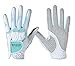 PGM Women's Golf Glove One Pair, Improved Grip System, Cool and Comfortable (White Blue, XL)