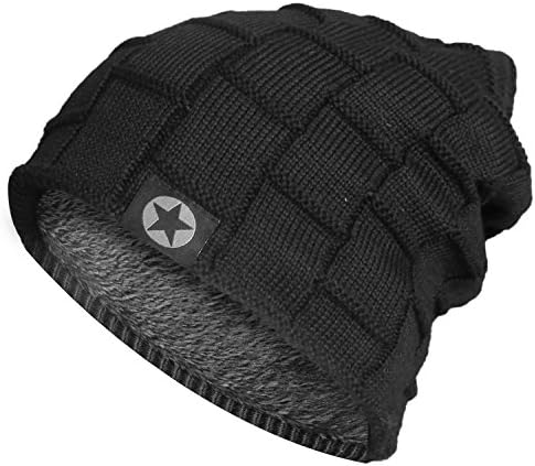 Millton Winter Knit Wool Warm Hat Thick Soft Stretch Slouchy Beanie Skully Cap (Black)
