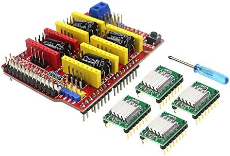 HESAI 3D Printer Cnc Shield V3 Engraver Machine Expansion Board + 4pcs A4988 Stepstick Stepper Motor Driver Module + Heat Sink for Arduino UNO R3