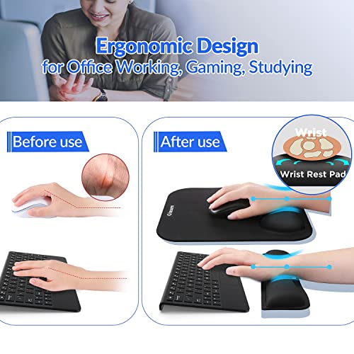 Gimars Elongate Smooth Lycra Fabric Ergonomic Mouse Pad Wrist Support