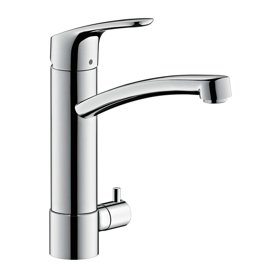 hansgrohe Focus kitchen tap 220 with 120° swivel range and integrated shut-off valve, chrome 31803000