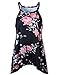 Women Floral Tank Tops Casual Flowy Basic Halter Neck Tunic Tops Summer Cami Loose Beach Outfits Sleeveless Shirt Black XL
