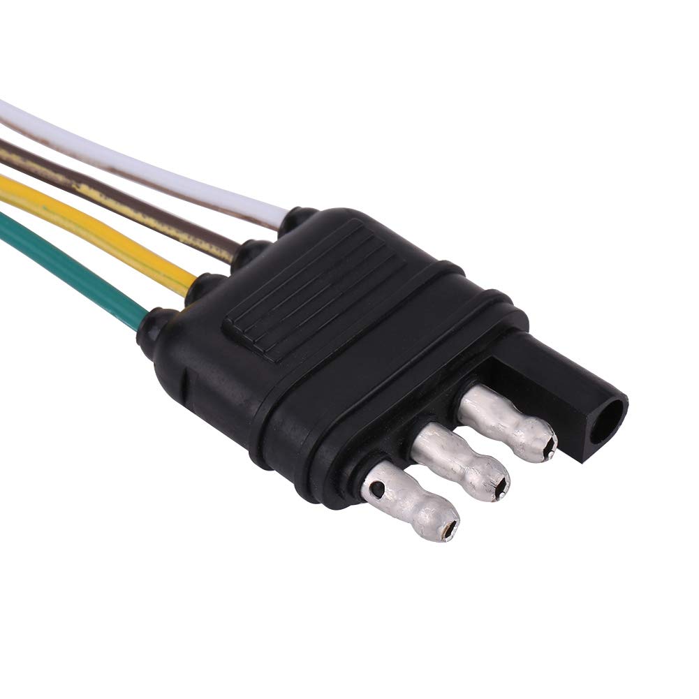 Flat Trailer Wiring Harness Kit 6-24V 4 Pin Flat Trailer Wire Plug Socket Wiring Universal Connector Adapter for Caravan Towbar Towing