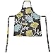 KINGO HOME Women Bib Kitchen Apron, Flower Canvas, With Pockets, Machine Washable