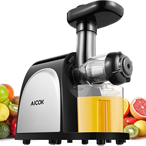 Aicok Juicer Slow Masticating Juice Extractor with Quiet Motor, Cold Press Machine Higher Juicer Yield and Drier Pulp with Reverse Function for Vegetable and Fruit
