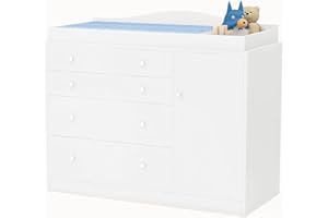 GOFEI Changing Table with 4 Drawers and Open Storage Space, Drawer Changing Table