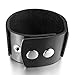 INBLUE Men's Large Alloy Genuine Leather Bracelet Bangle Cuff Black Silver Punk Rock Adjustable Fit 7~9 inch