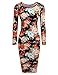 Hotouch Womens Floral Sweetheart Bodycons Midi Dress Short Sleeve Scoop Neck Pencil Slim Dress