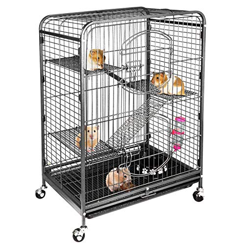 SUPER DEAL 37.2 Inches Metal Ferret Cage Chinchilla 4 Tiers Small
