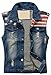 CAMO COLL Men's Sleeveless Lapel Denim Vest Jacket (M, Blue)