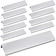 LC LICTOP 15cm/5.9" Silver Back Mount Finger Edge Pull Concealed Handle for Home Kitchen Door Drawer Cabinet (10Pcs)