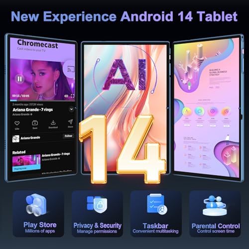 Último Tablet Android Gemini AI, Tablet 10 Pulgadas, 22GB+128GB/TF 1TB, Octa-Core 2.0GHz, 5G WiFi, Bluetooth5.0, 8000mAh Batería, 8MP+5MP, Widevine L1, GPS, Tablet con Funda, Teclado y Ratón - Azul
