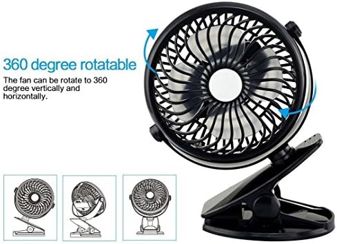Clip and Desktop Quiet Fan, Rotatable Clamp Fans, USB Charger Included, for Baby Stroller, Home, Office, and Outdoor