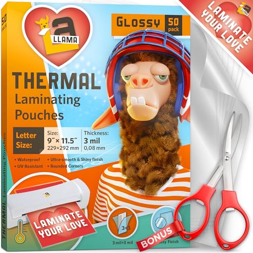Thermal Laminating Pouches, 9 x 11.5 Inches, 3 Mil Thick, 50 Pack, Suited for Letter Size Laminating Sheets 8.5 x 11