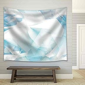 Blue Abstract 3D Background with Chaotic Polygonal Mesh Structure on The Wall - Fabric Wall Tapestry Home Decor - 51x60 inches