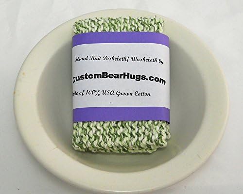 Hand Knit Washcloth 9 Inches Square by Custombearhugs 100% Cotton