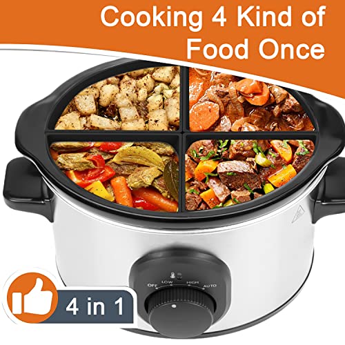 Slow Cooker Liners, Silicone Slow Cooker Liner Slow Cooker Divider Insert BPA Free, Dishwasher Safe Fit 6QT (4)