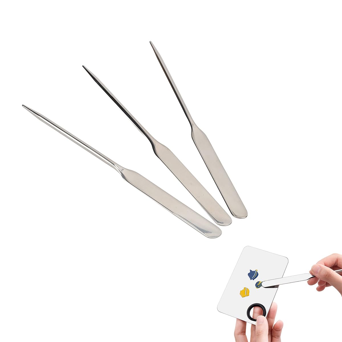 3Pcs Stainless Steel Cosmetic Mixing Makeup Spatula, Nail Art Stirring Rod Spatula Tool for Home Salon Professional and Personal Use