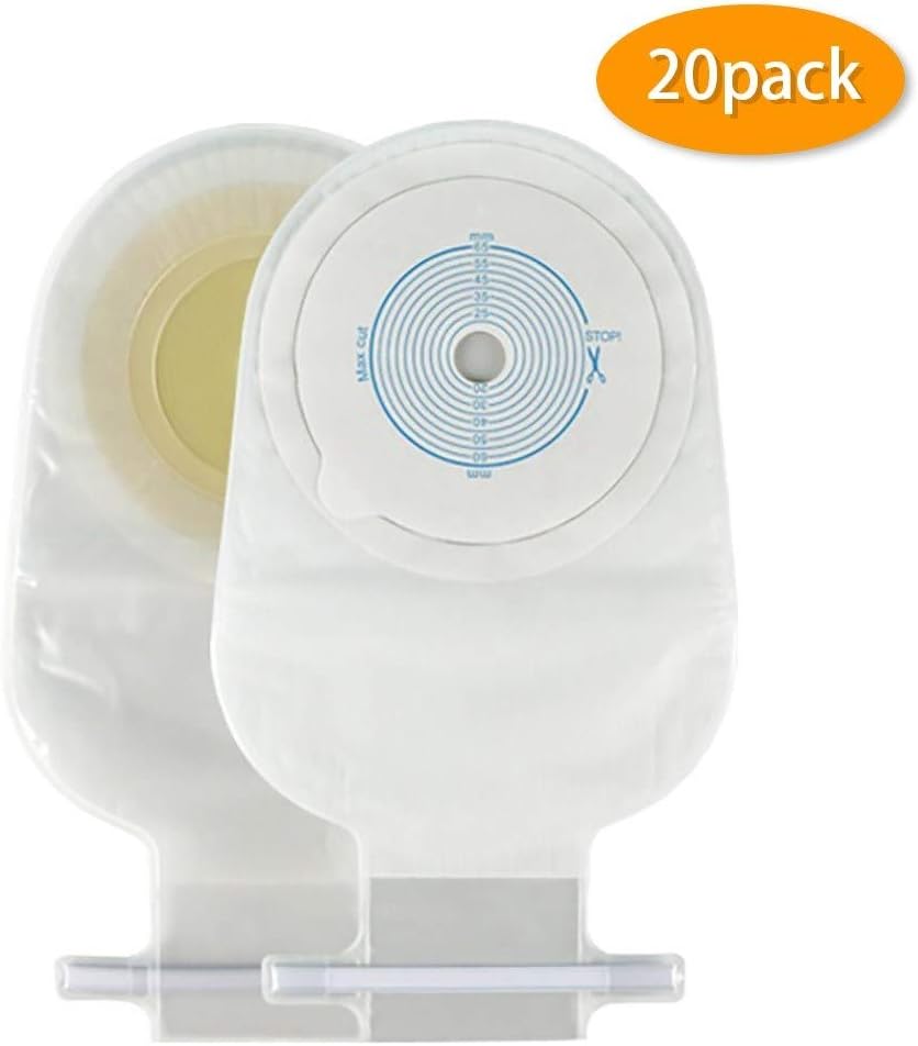 Eyourlife 20 Pack Ostomy Colostomy Bags, Premium Medicals Drainable Pouch Colostomy Bag One Piece System, Cut to Fit 20-65MM: Health & Personal Care