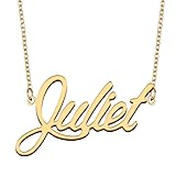 GR35Z9 Juliet Name Necklace Gift for Her His Friend