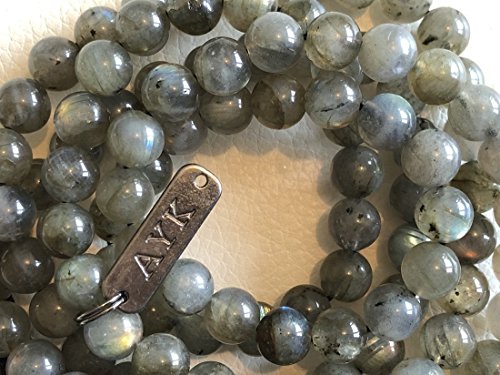 Labradorite Mala Beads 8mm High Grade Tassel mala Necklace | Fifth Chakra | Throat Chakra | Communication Self Expression Creativity in Writing Public Speaking | W/free velvet mala pouch | US Seller