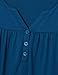 Vinmatto Women's Long Sleeve Henley V Neck Pleated Button Details Tunic Shirt Top(XXL,Dark Blue)