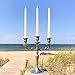 Hamptons Three Arm Silver Candelabra, Hand Crafted of Silver Aluminum Nickel, 10.25 Inches High, Weighted
