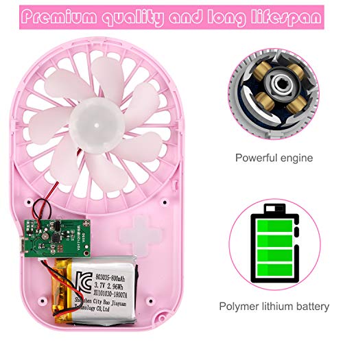 Aluan Mini Handheld Fan Powerful Small Personal Portable Fan Speed Adjustable USB Rechargeable Cooling for Kids Girls Woman Home Office Outdoor Travel