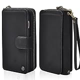 iPhone 6/6S Plus Case, CORNMI Vintage Leather Magnetic Flip Wallet Case with 10 Credit Card Holder & Wrist Strap & Mirror for iPhone 6 Plus & iPhone 6S Plus 5.5 inch Black