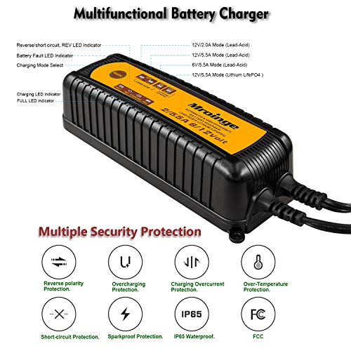 Mroinge 6V / 12V 5.5A Smart Vehicle Battery Charger Maintainer For Cars