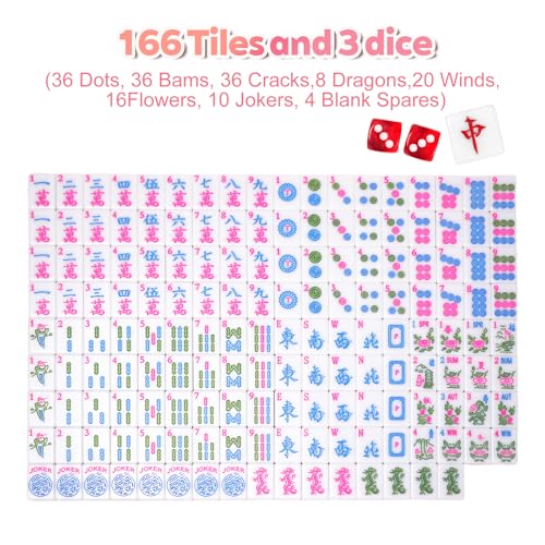 MJDYTYT 1.2-inch Premium Pink American Mahjong Tile Set. Made of Durable and Sturdy Melamine. Perfect for Multiplayer Games, on-the-go Gaming, and Playing with Family and Friends.（Pink）