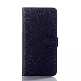 HIGHOT Black Fashion Classic Litchi Grain Case for Apple Iphone 6 4.7inch PU Leather Wallet Pouch Cover with Kickstand and Card Holder (Black)