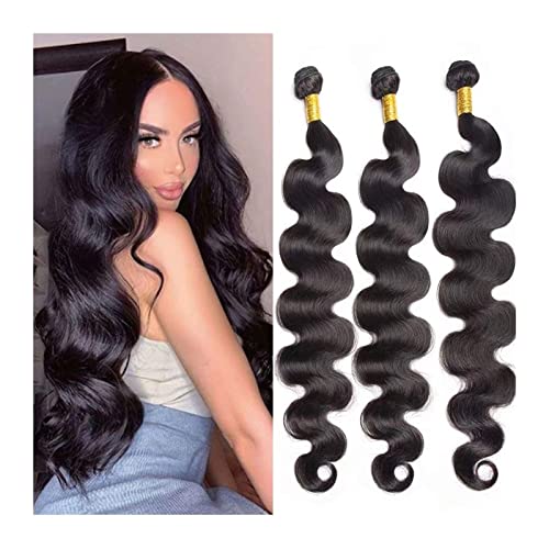 LUCBEI Hair Extensions 10-40 Inch Brazilian Hair Weave Bundle 3/4Pcs Body Wave Human Hair Bundle Natural Color Remy Hair Extensions 100G Machine Double Weft Human Hair Bundles (Size : 22 22 22)