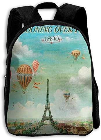 Eiffel Tower Ballooning Over Paris Kid Boys Girls Toddler Pre School Backpack Bags Lightweight
