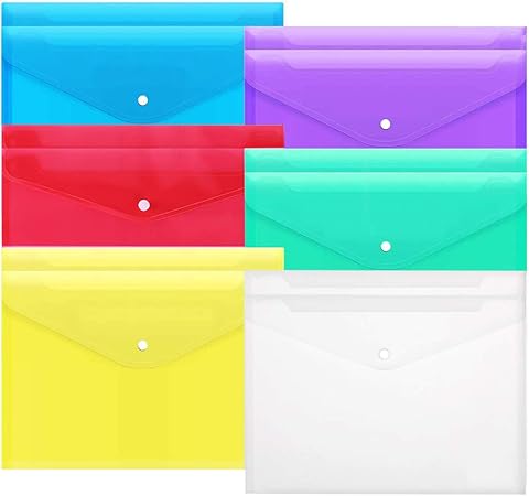 Amazon Funkymouse 12枚 クリアファイル サイズ クリアホルダー ファイル ケース 個別フォルダー ポケット付エンベロープ ヨコ型 透明 クリア カラフル 書類 資料 収納 保護 バッグ カバン クリアホルダー 文房具 オフィス用品