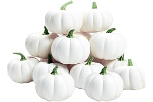 WESAPPINC Artificial Pumpkins,12PCS White Fake Pumpkins Assorted Pumpkins Large Faux Harvest Pumpkins for Autumn Thanksgiving Halloween Seasonal Holiday Decor Decoration (12pcs White Pumpkins)