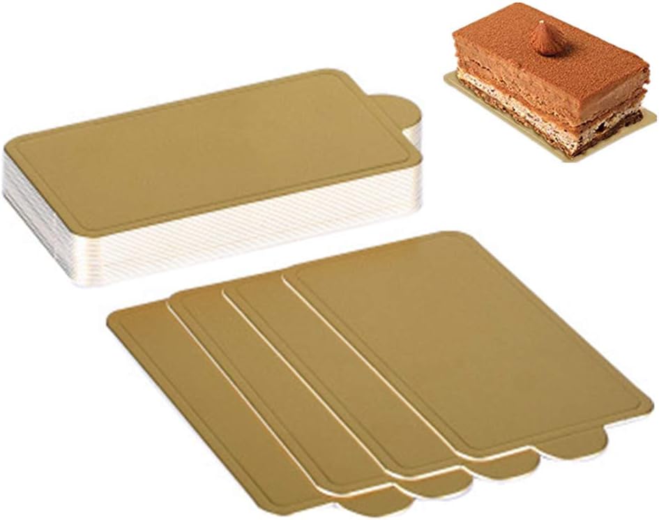 WYSUMMER 100pcs Mini Cardboard Cake Bases, Golden Mousse Cake Boards