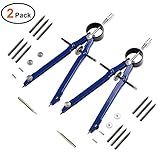 Volcanics Compass for Geometry Drawing Compass with Lock Math Bow Drafting Compass Art Metal Compass Professional Drawing Divider Precision Student Compass 2 Pack